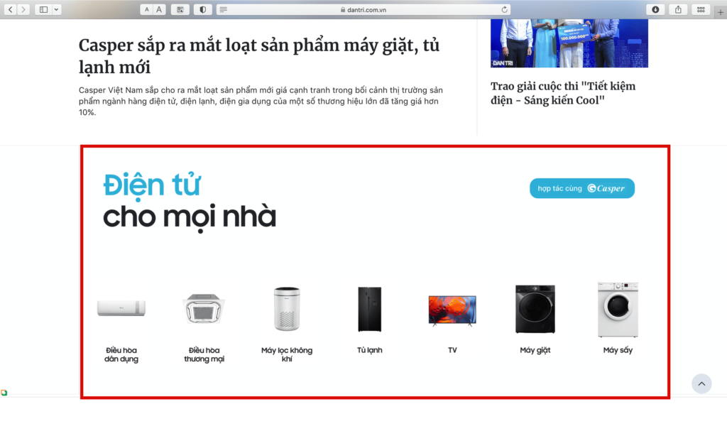Banner Casper vị trí Home