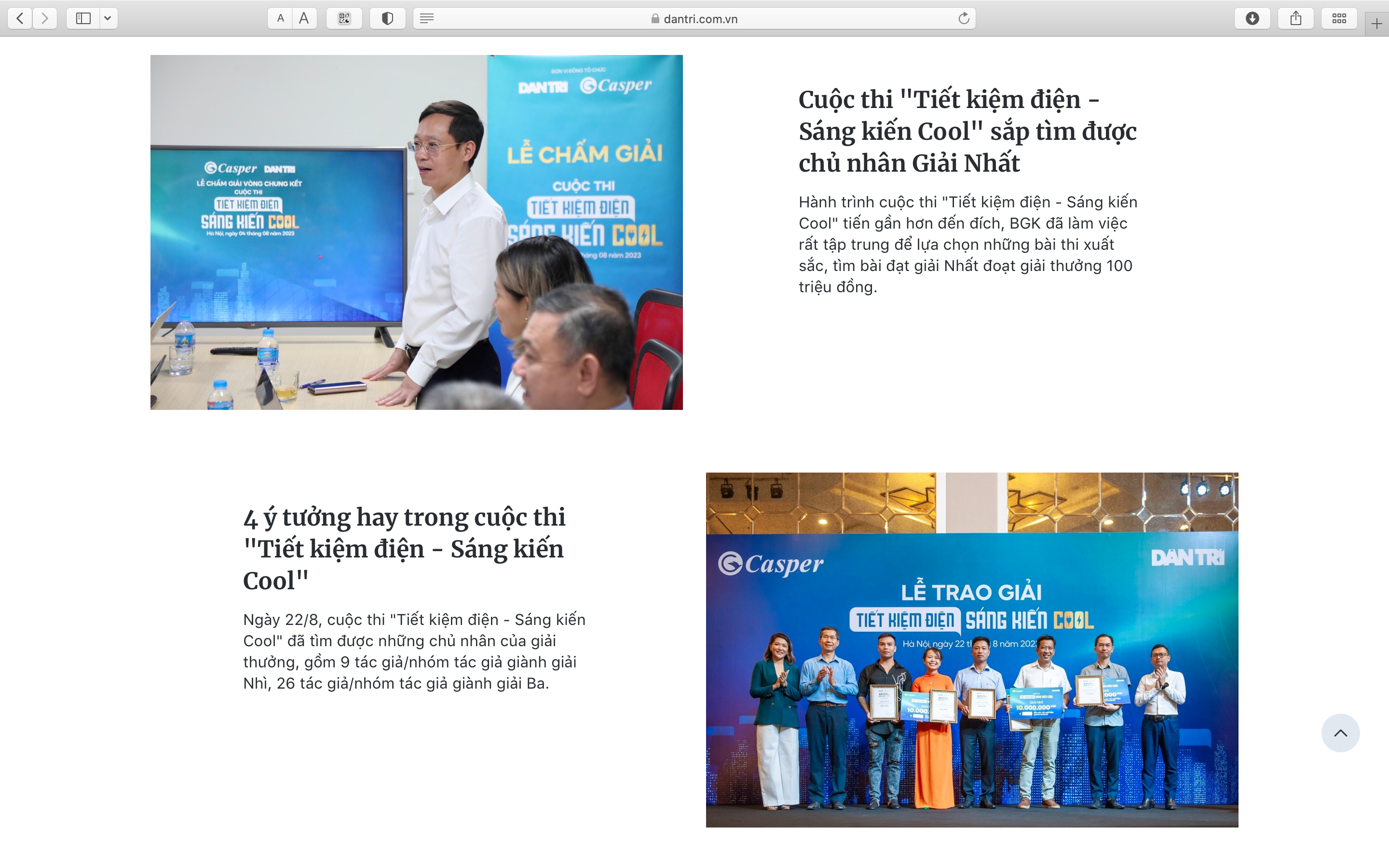 Các sự kiện cuộc thi Tiết kiệm điện - Sáng kiến Cool được cập nhật liên tục trên Báo Dân trí