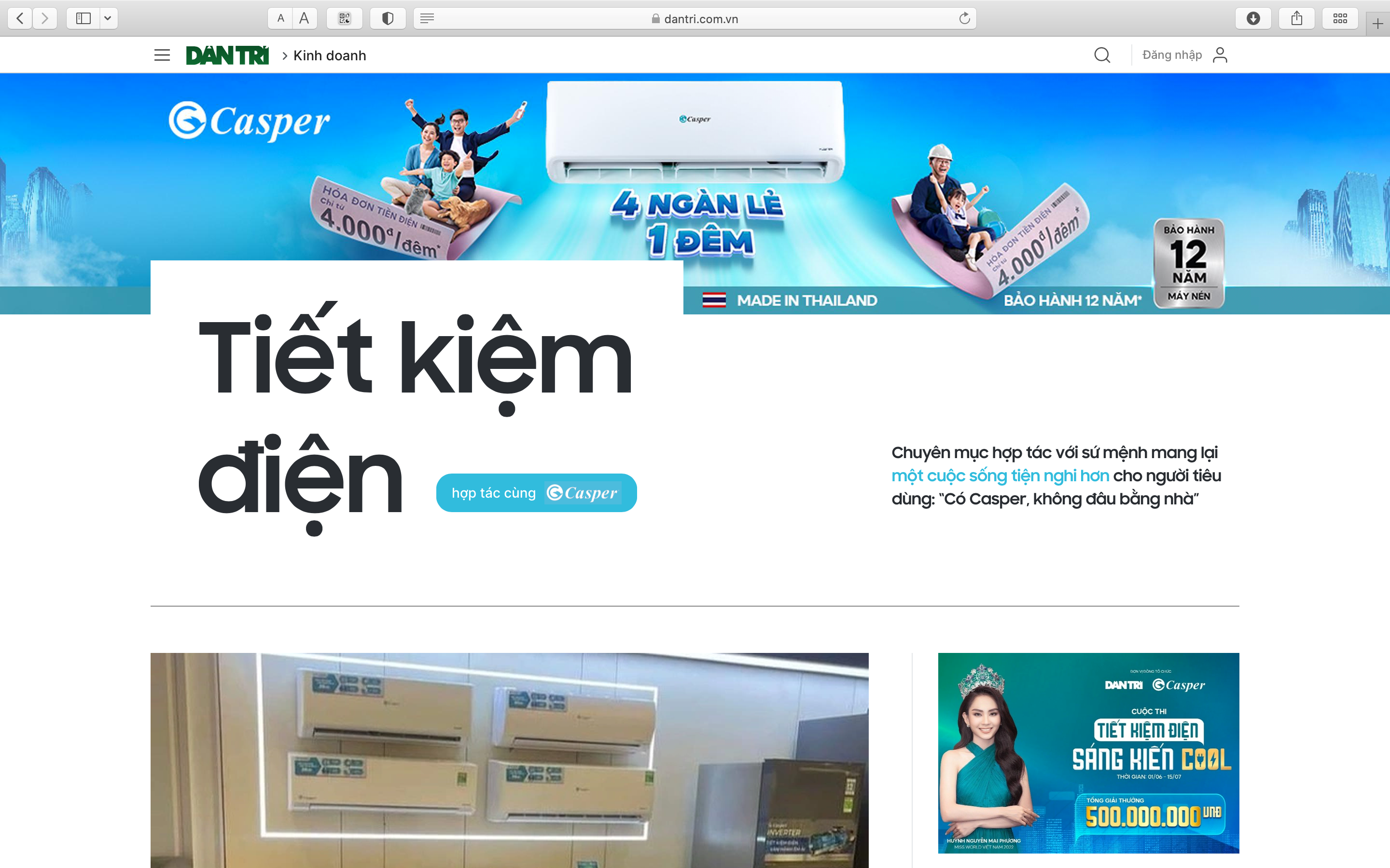 Chuyên trang Tiết kiệm điện - Casper trên báo điện tử Dân trí
