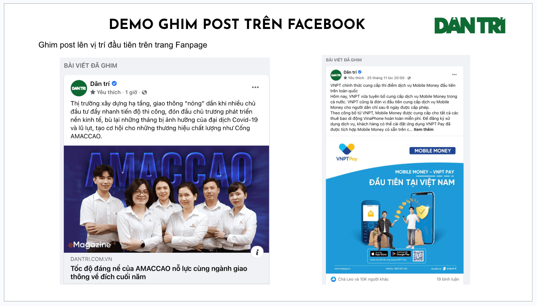 DEMO GHIM POST TRÊN FACEBOOK