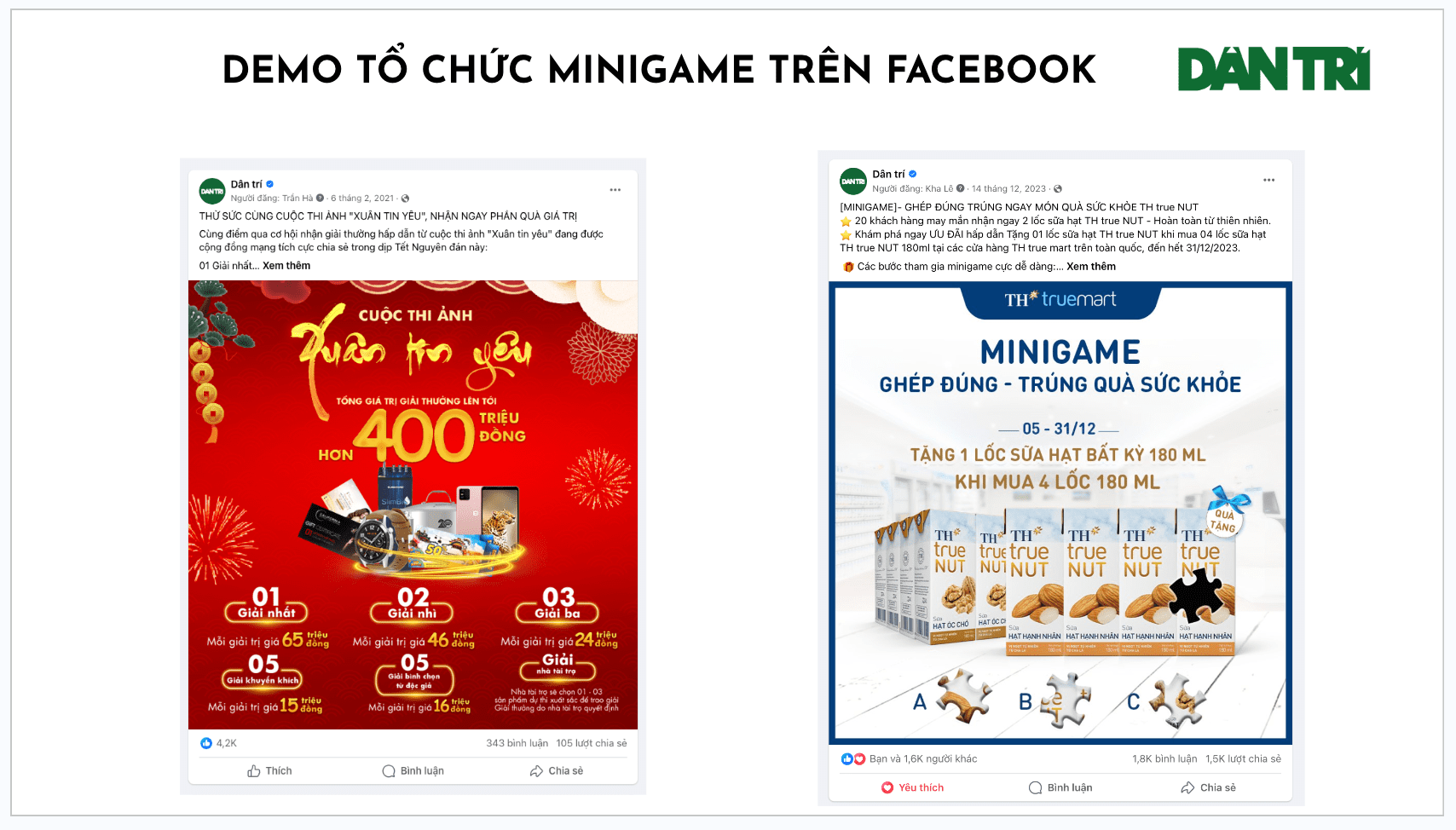 TỔ CHỨC MINIGAME TRÊN FACEBOOK DAN TRI