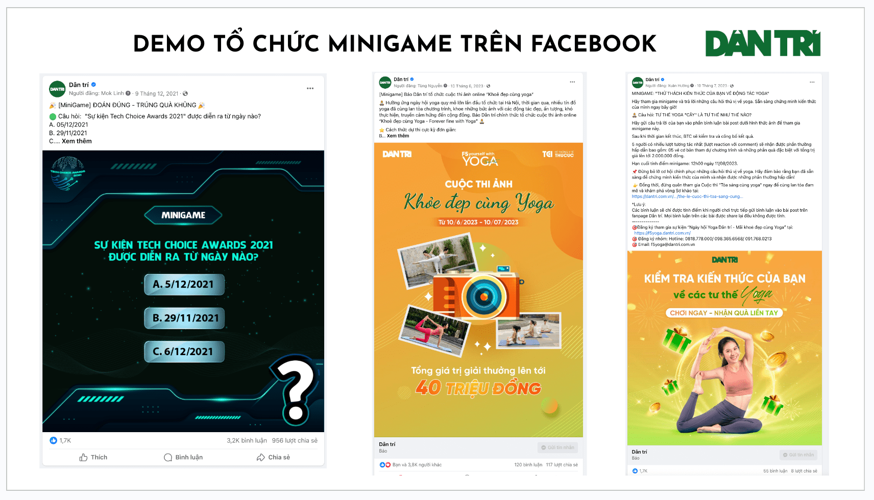 DEMO TỔ CHỨC MINIGAME TRÊN FACEBOOK DANTRI