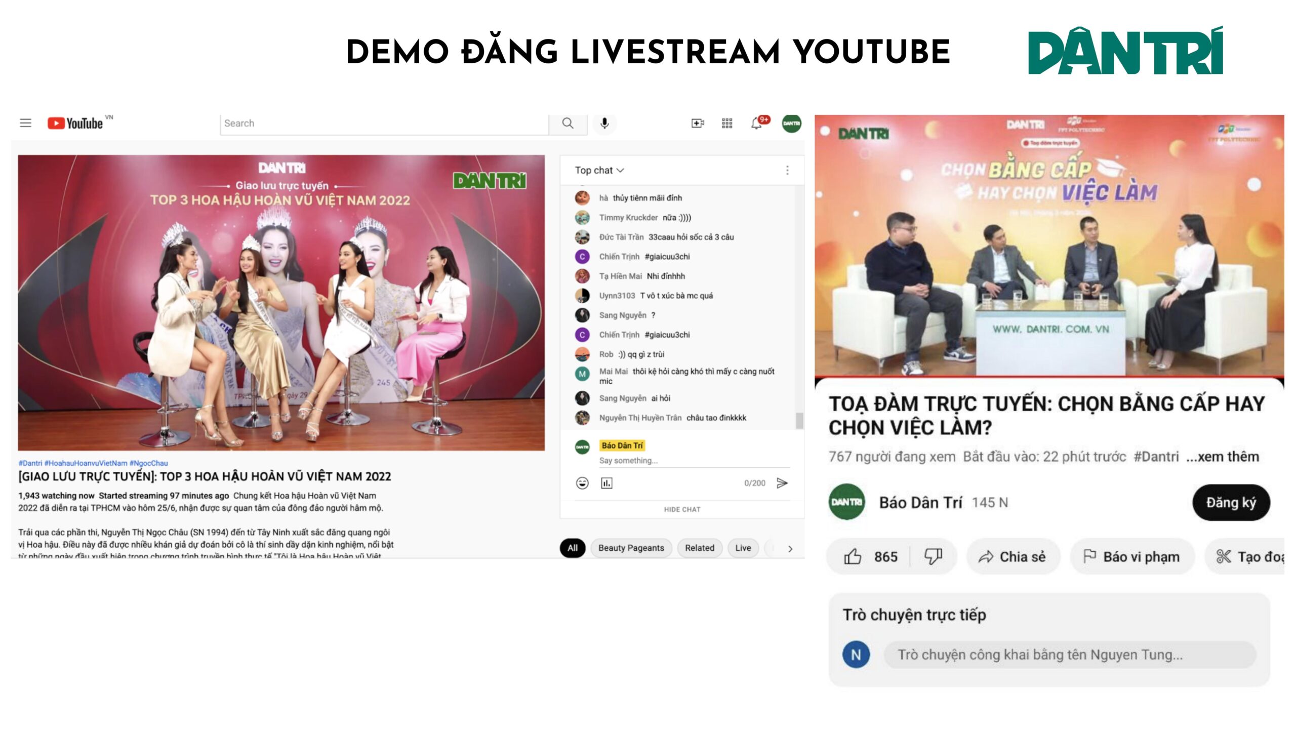 Đăng Livestream YouTube