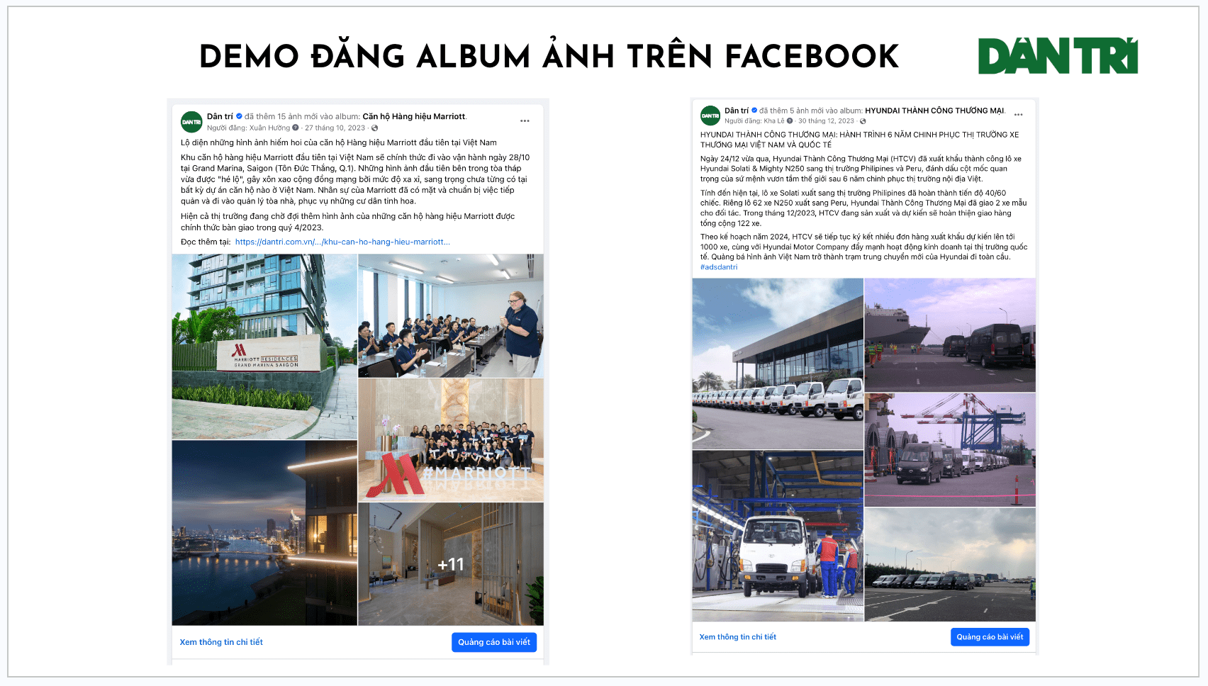 Demo đăng Album ảnh trên Facebook của Dân trí