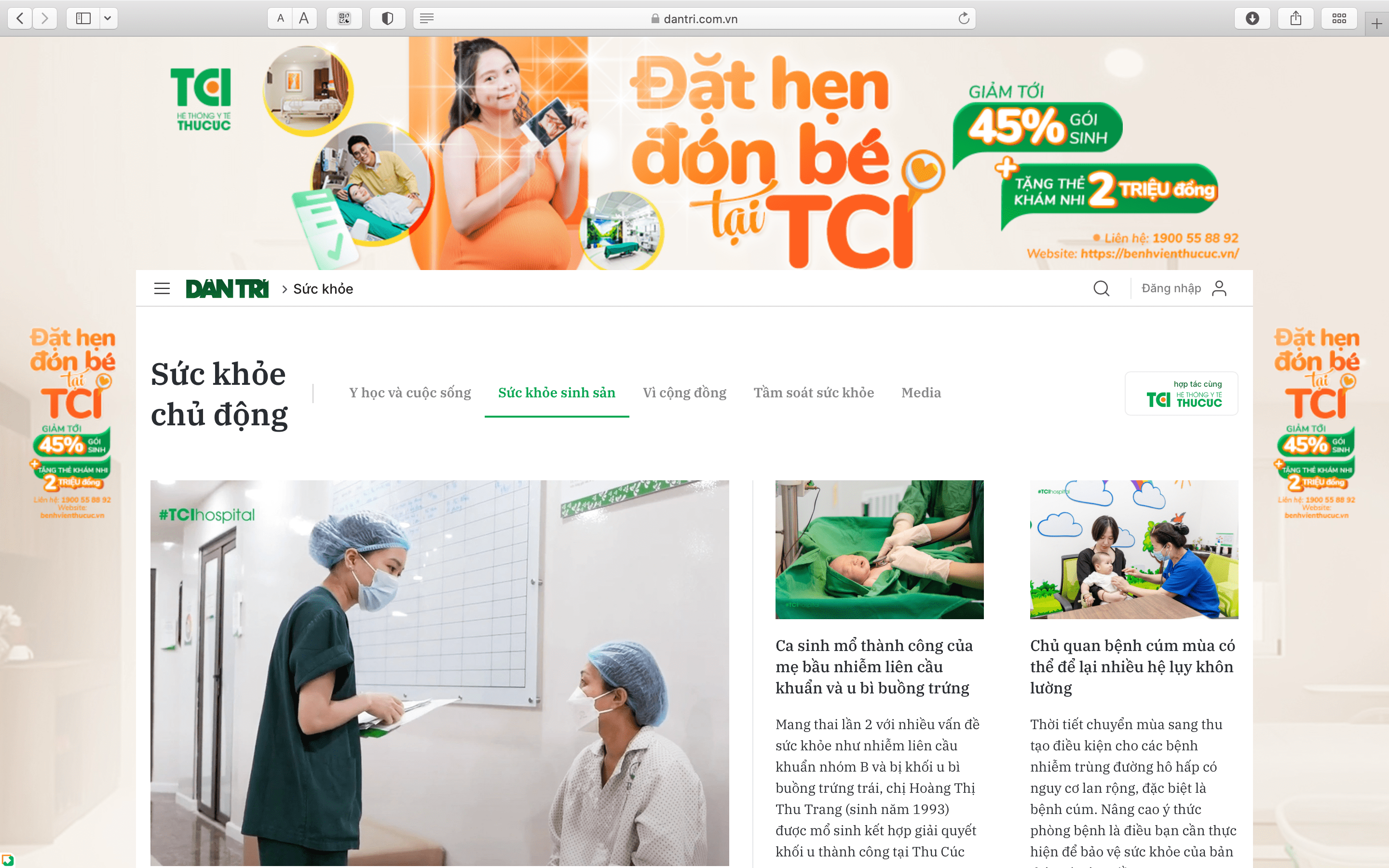 Chuyên mục sức khỏe sinh sản của TCI trên báo điện tử Dân trí