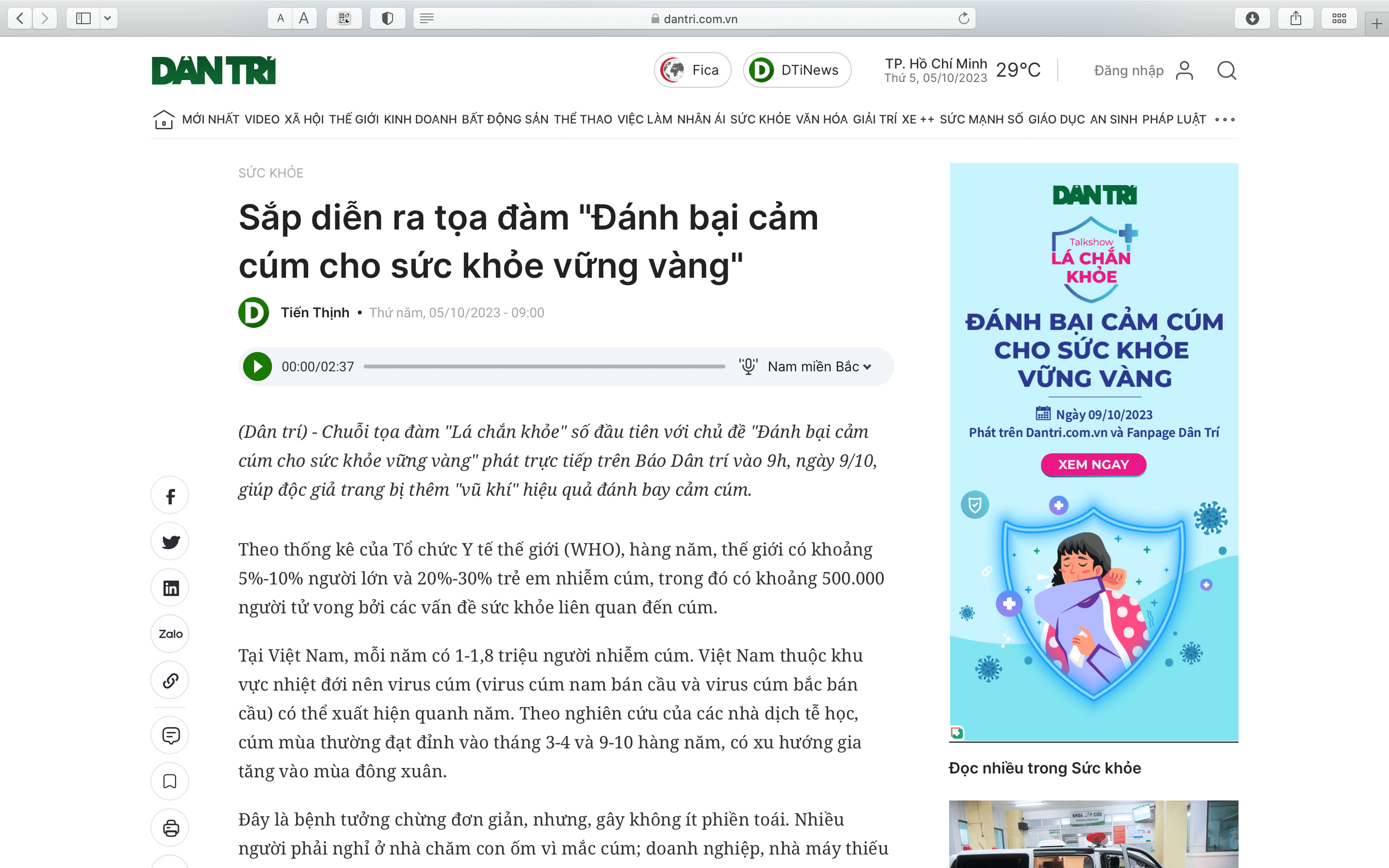 Bài PR trước tọa đàm "Lá chắn khỏe"