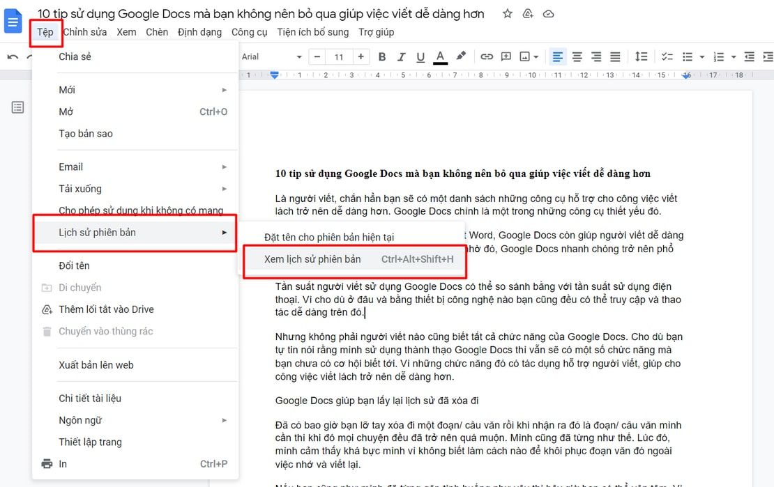  Tăng Cường Năng Suất Viết Với 10 Mẹo Google Docs