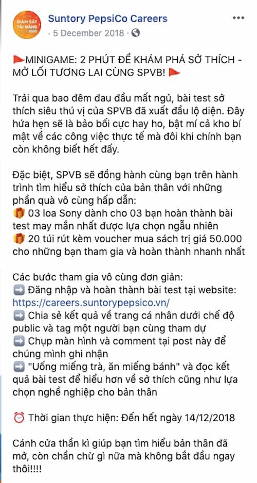              Chiến dịch Truyền thông Kỹ thuật số Đột phá của Suntory PepsiCo Thu Hút Tài Năng Trẻ                        