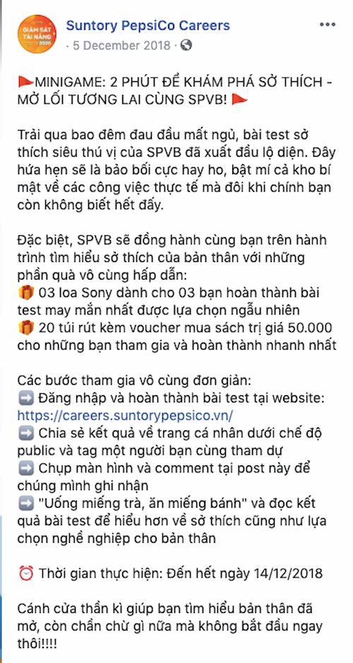  Chiến dịch tuyển dụng sáng tạo của Suntory PepsiCo thu hút tài năng trẻ