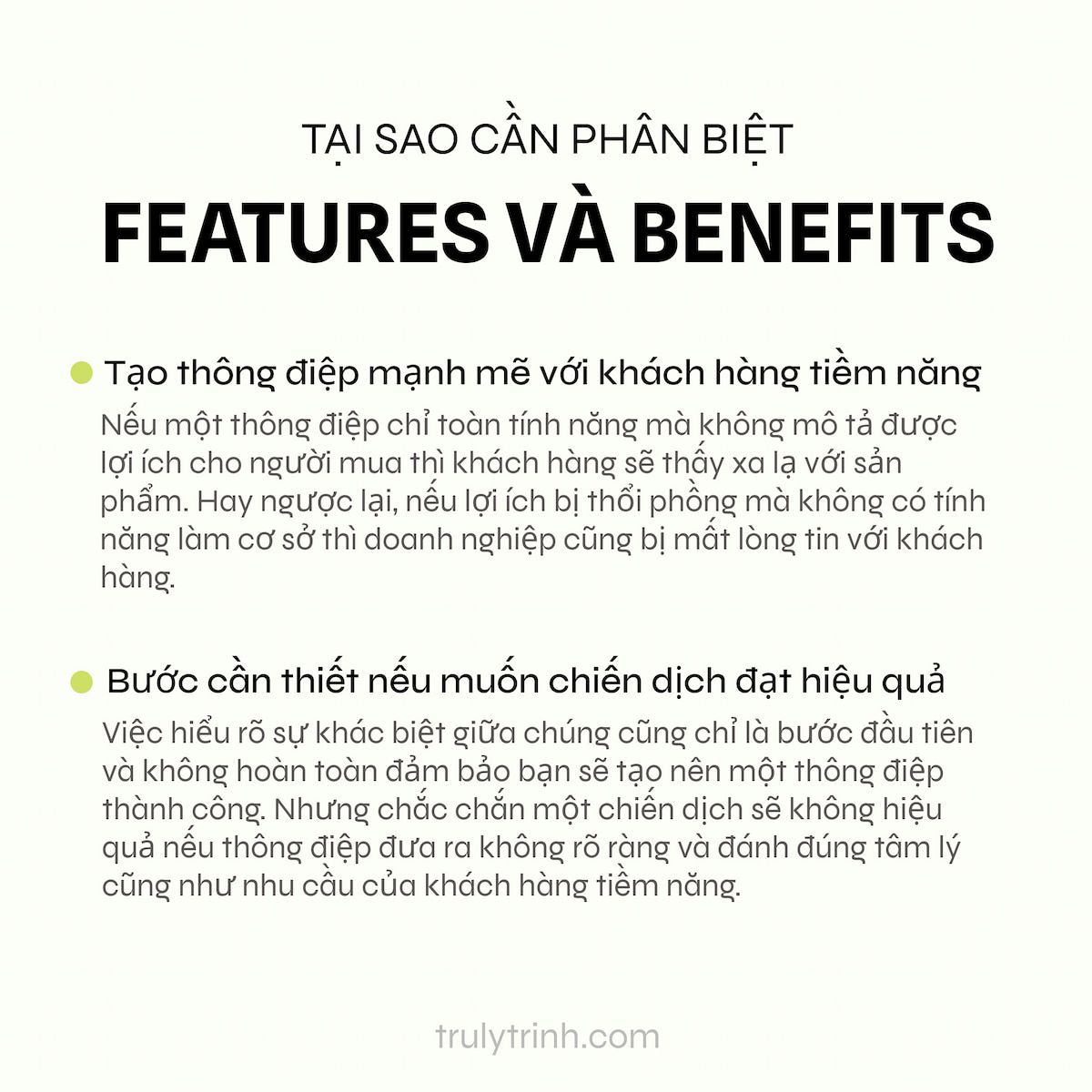  Tầm quan trọng của việc phân biệt Tính năng và Lợi ích trong Marketing